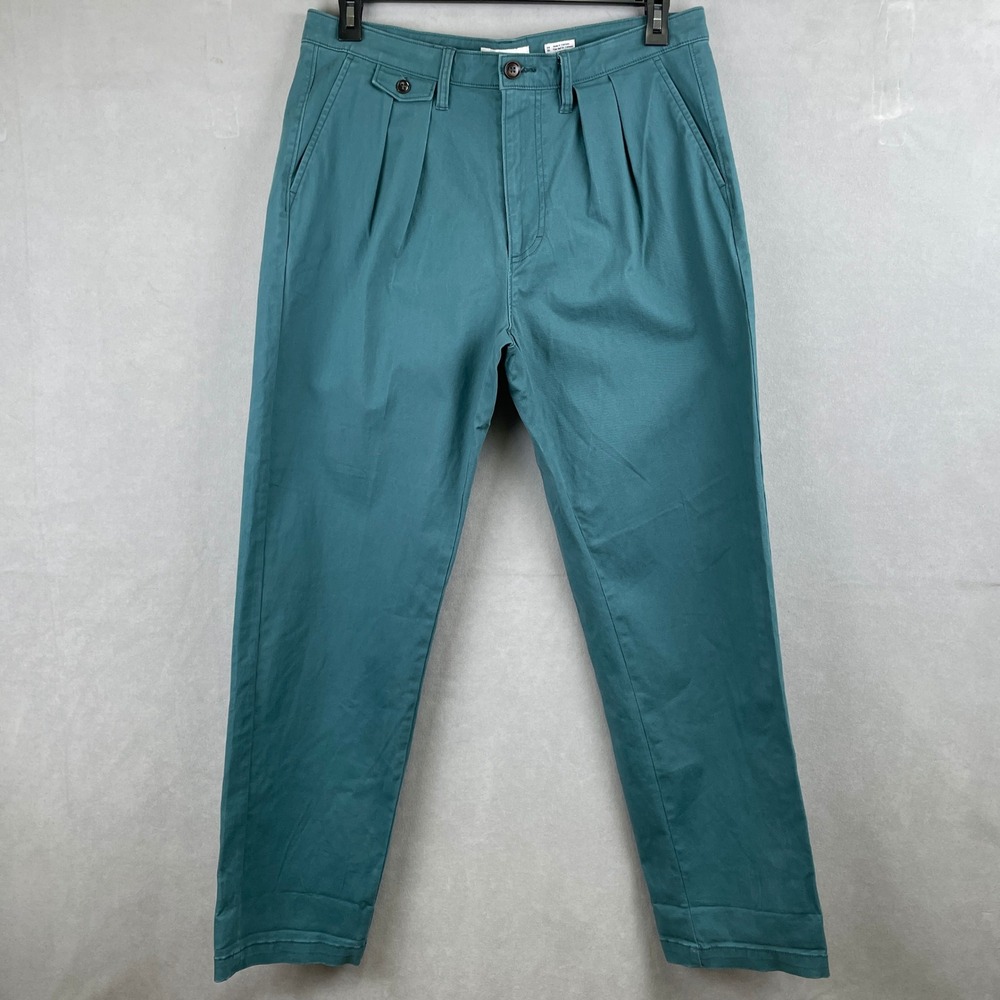Urban Outfitters Teal Chinos Pants Pleated Front Hip Chic Trousers Mens 34x32